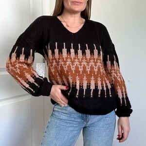 Fair Isle V-neck Pullover Sweater